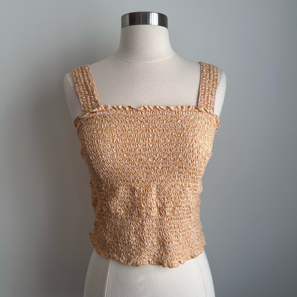 Abercrombie & Fitch Yellow Smocked Crop Tank MEDIUM